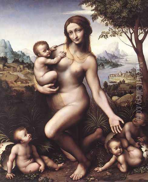 Leda c. 1530 Oil Painting - Leonardo Da Vinci