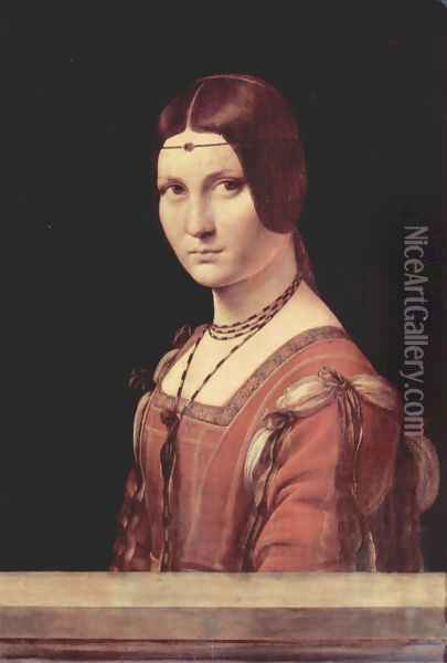Portrait of a Lady called La Belle Ferronniere 1490-95 Oil Painting - Leonardo Da Vinci
