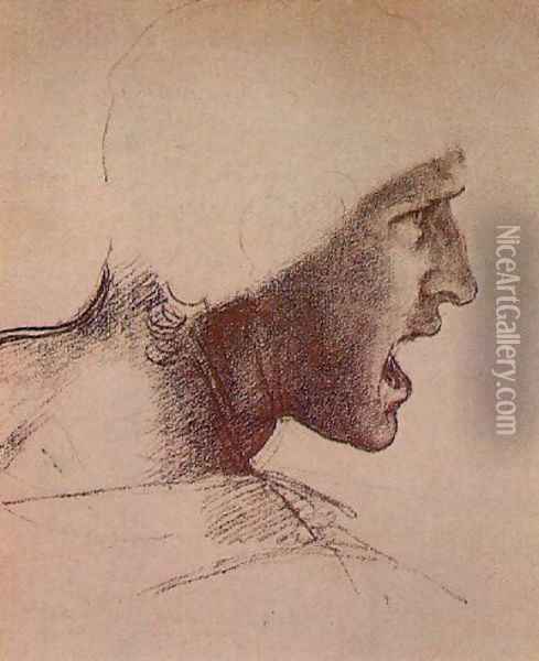Head of a Warrior Oil Painting - Leonardo Da Vinci