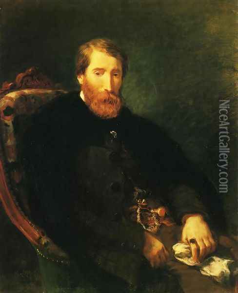 Portrait of Alfred Bruyas Oil Painting - Eugene Delacroix