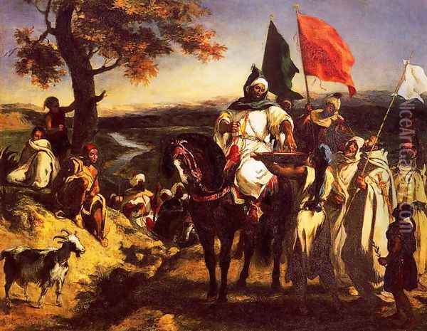 Moroccan Chieftain Receiving Tribute Oil Painting - Eugene Delacroix