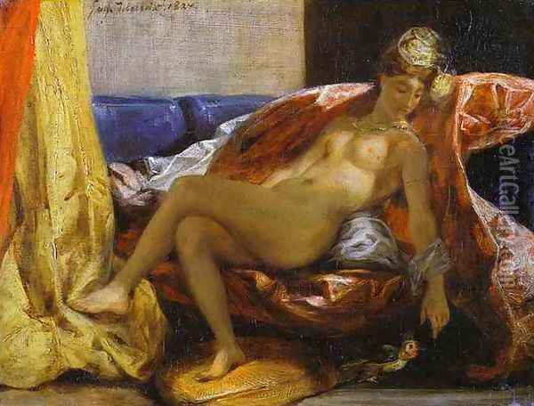 Reclining Odalisque Oil Painting - Eugene Delacroix