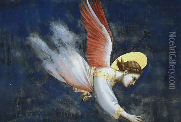 Scenes from the Life of Joachim- 5. Joachim's Dream (detail) 1304-06 Oil Painting - Giotto Di Bondone