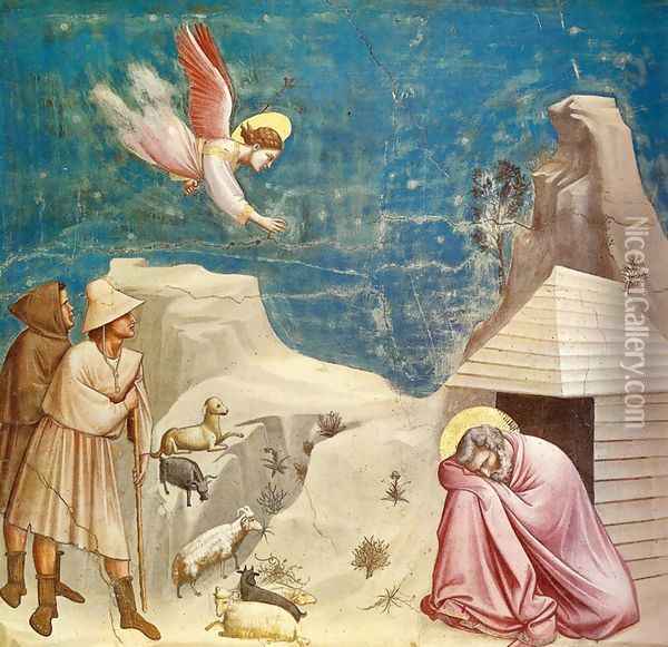 Joachim's Dream (Sogno di Gioacchino) Oil Painting - Giotto Di Bondone