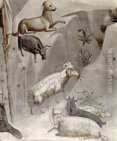 No. 5 Scenes from the Life of Joachim- 5. Joachim's Dream (detail) 1304-06 Oil Painting - Giotto Di Bondone