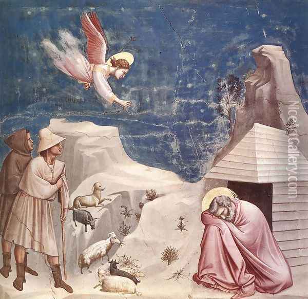 No. 5 Scenes from the Life of Joachim- 5. Joachim's Dream 1304-06 Oil Painting - Giotto Di Bondone