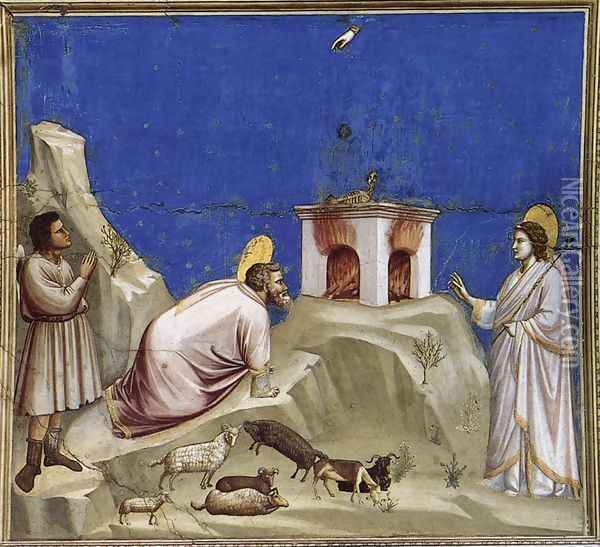 No. 4 Scenes from the Life of Joachim- 4. Joachim's Sacrificial Offering 1304-06 Oil Painting - Giotto Di Bondone