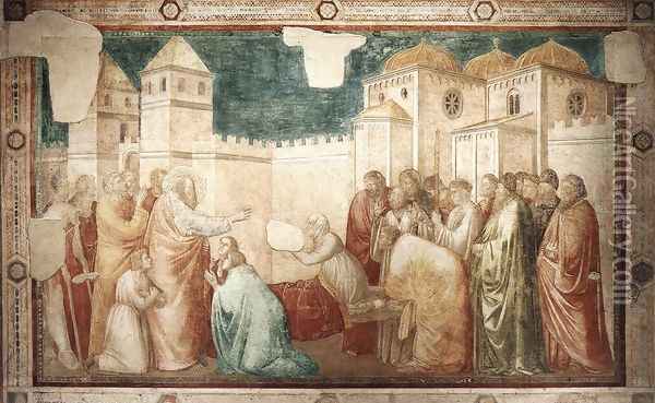 Scenes from the Life of St John the Evangelist- 2. Raising of Drusiana 1320 Oil Painting - Giotto Di Bondone