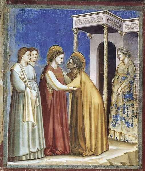 No. 16 Scenes from the Life of the Virgin- 7. Visitation 1306 Oil Painting - Giotto Di Bondone