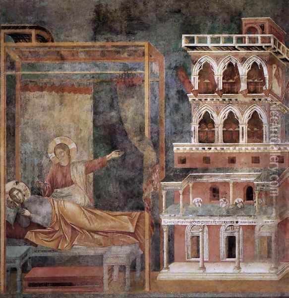 Legend of St Francis- 3. Dream of the Palace 1297-99 Oil Painting - Giotto Di Bondone