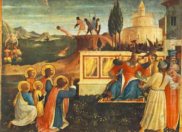 Saint Cosmas and Saint Damian Salvaged Oil Painting - Giotto Di Bondone