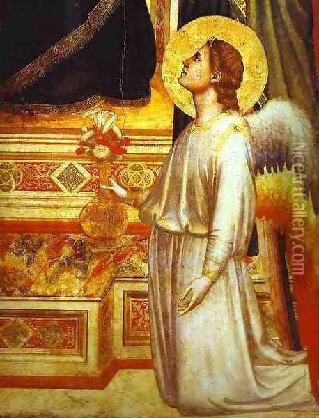 Madonna And Child Enthroned With Saints (Ognissanti Madonna) Detail 3 1305-1310 Oil Painting - Giotto Di Bondone