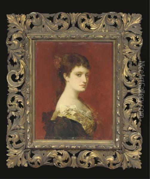 Portrait Of Anna Przibram Von Gladona-gold Oil Painting - Hans Makart