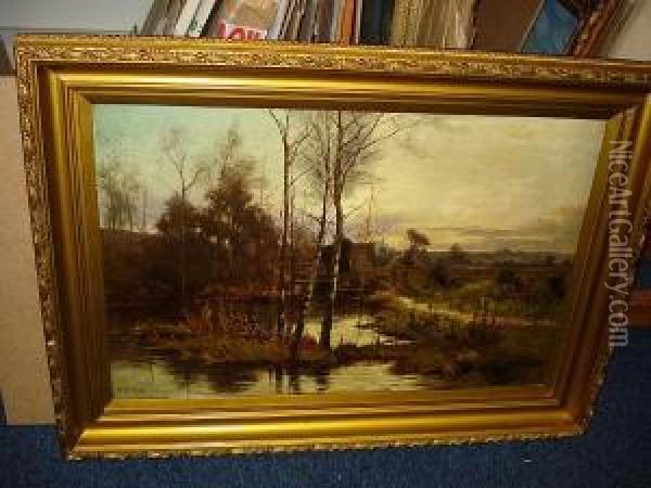English Village Scene Oil Painting - William Manners