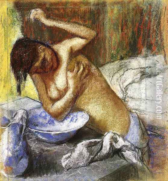 Woman Sponging Her Chest Oil Painting - Edgar Degas