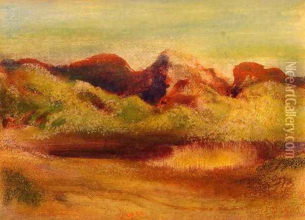 Lake and Mountains Oil Painting - Edgar Degas
