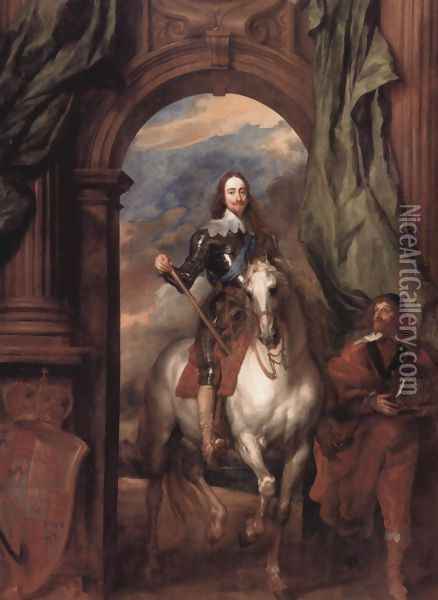 Portrait Karl I, king of England, to horse with his stable master Saint Antoine Oil Painting - Sir Anthony Van Dyck