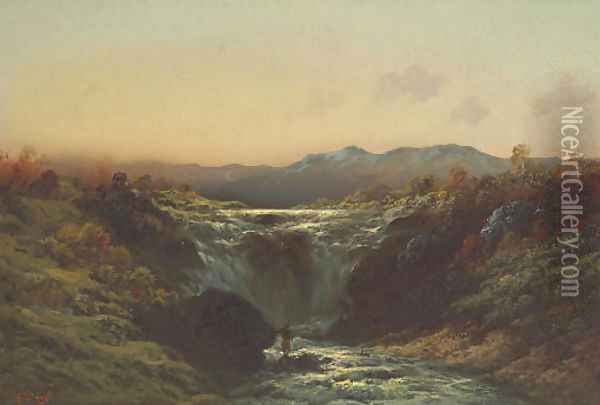 A Mountain Torrent in the Highlands Oil Painting - Gustave Dore
