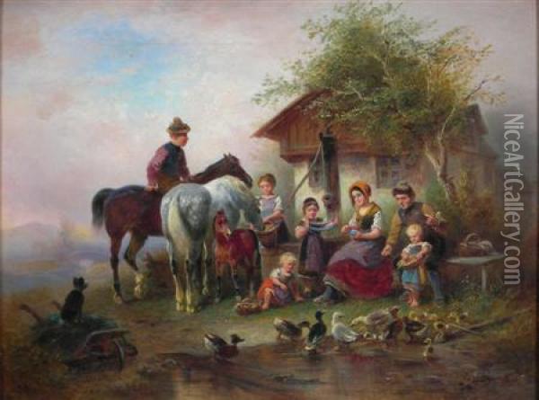 The Young Ducklings Oil Painting - Wilhelm Alexander Meyerheim