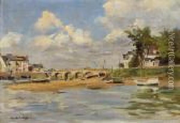Le Pont De Deauville-trouville Oil Painting - Henri Michel-Levy