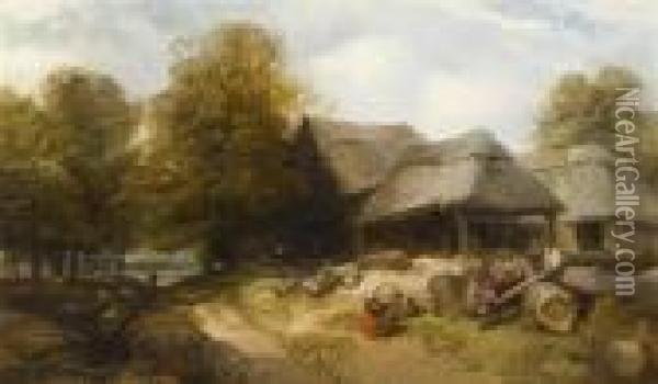 The Woodman's Yard Oil Painting - John Middleton