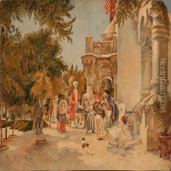 Carneval Near A House Oil Painting - Francisco Miralles Galup