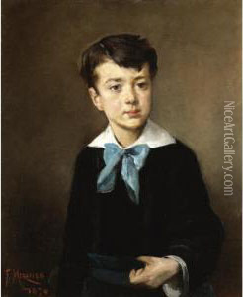 Retrato De Nino (portrait Of A Boy) Oil Painting - Francisco Miralles Galup
