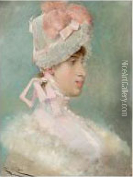 Retrato De La Reina Maria Cristina Oil Painting - Francisco Miralles Galup