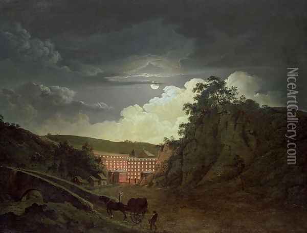 Arkwright's Cotton Mills, 1790s Oil Painting - Josepf Wright Of Derby
