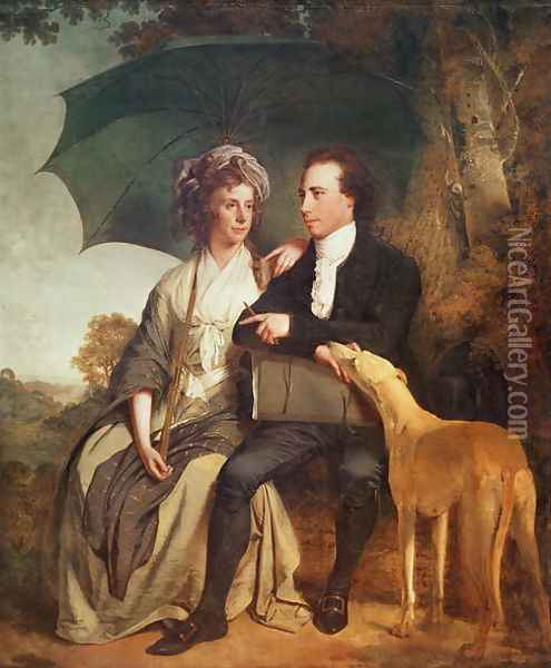 Portrait of Rev. Thomas Gisborne (b.1758) and his Wife Mary, 1786 Oil Painting - Josepf Wright Of Derby