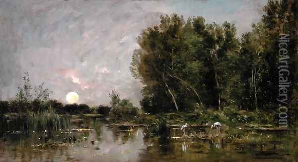 Moonrise, 1877 Oil Painting - Charles-Francois Daubigny
