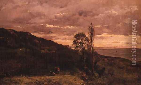 Landscape Near Villerville Oil Painting - Charles-Francois Daubigny