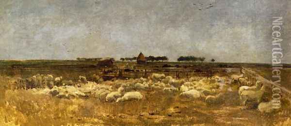 Le Parc à moutons Oil Painting - Charles-Francois Daubigny