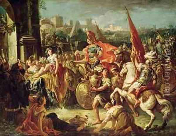 The Entrance of Alexander the Great into Babylon Oil Painting - Gaspare Diziani