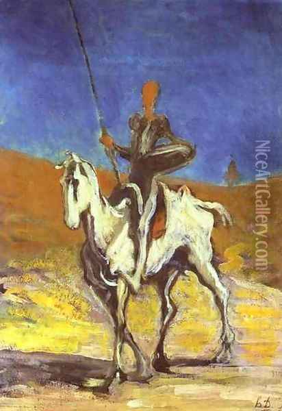 Don Quixote and Sancho Pansa Oil Painting - Honore Daumier