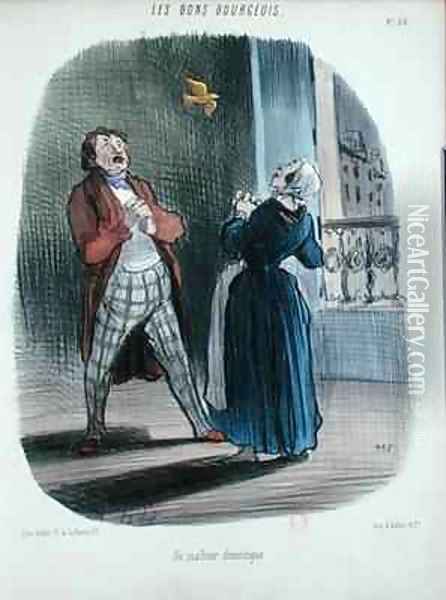 A Domestic Incident from Les Bons Bourgeois Oil Painting - Honore Daumier