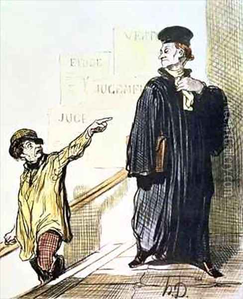 An Unsatisfied Client from the series Les Gens de Justice Oil Painting - Honore Daumier