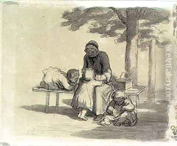 A Grandmother Oil Painting - Honore Daumier