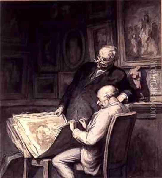 The Print Collectors 2 Oil Painting - Honore Daumier