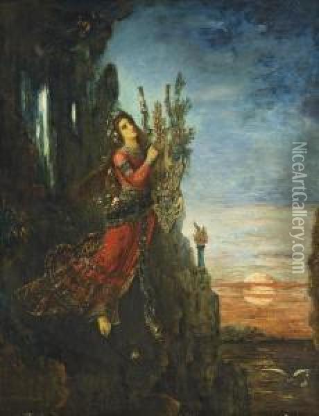 Sappho Se Jetant Du Sommet La Roche De Leucade Oil Painting - Gustave Moreau