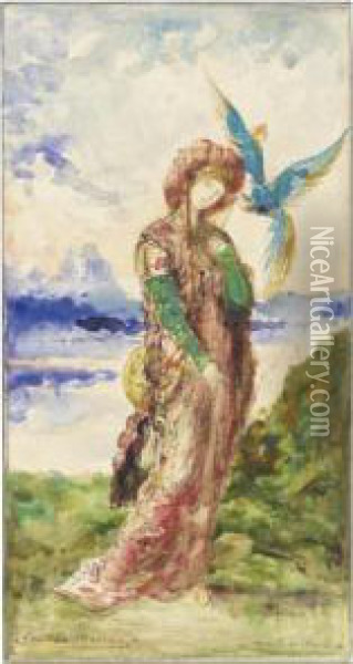 Devineresse A L'oiseau Bleu Oil Painting - Gustave Moreau