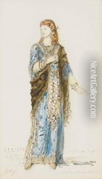 Costume Design For Glycere Oil Painting - Gustave Moreau