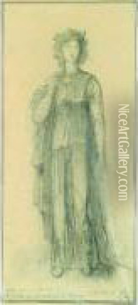 Costume Pompeien, Variante Pour Le Costume De Glycene (opera De Sapho) Oil Painting - Gustave Moreau