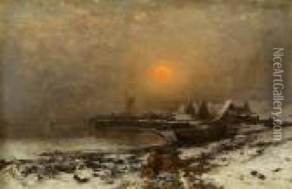Kystlandskap, Vinter 1886 Oil Painting - Ludwig Munthe