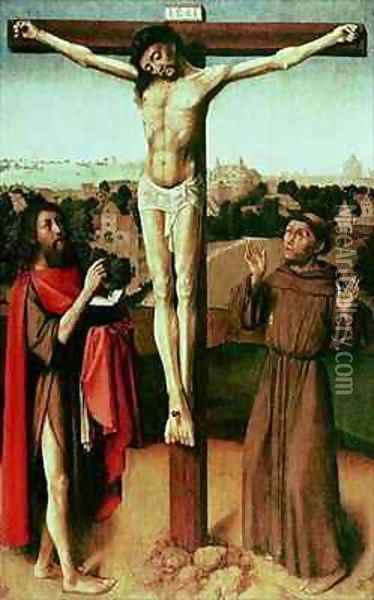 Christ on the Cross between St John and St Francis 2 Oil Painting - Gerard David