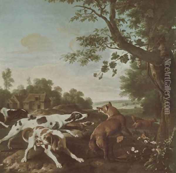 The Fox Hunt Oil Painting - Alexandre-Francois Desportes