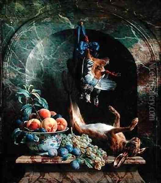 Still Life with Dead Game in a Marble Niche Oil Painting - Alexandre-Francois Desportes