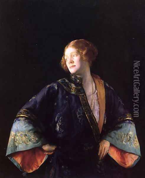 The Blue Mandarin Coat (or The Blue Kimono) Oil Painting - Joseph Rodefer DeCamp