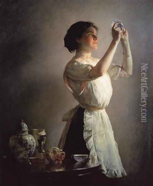The Blue Cup 1909 Oil Painting - Joseph Rodefer DeCamp