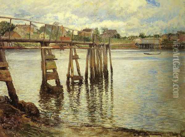 Jetty at Low Tide (or The Water Pier) Oil Painting - Joseph Rodefer DeCamp